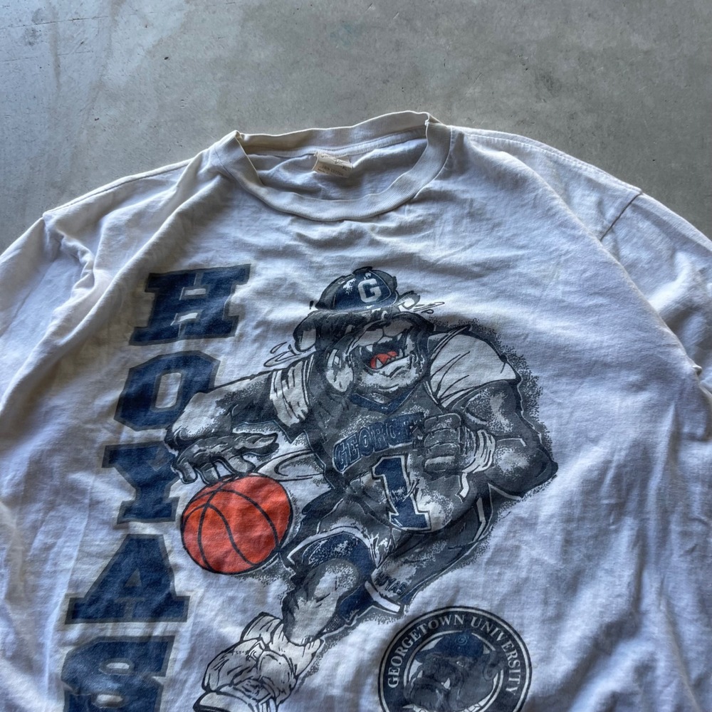 Vintage Georgetown Hoyas T-Shirt Mens XL Caribbean Dream White Basketball 90s - Picture 2 of 6